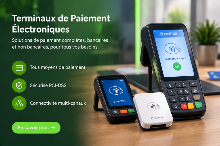Terminaux de Paiement Électroniques : solutions de paiement complètes, bancaires et non bancaires, tous moyens de paiement, sécurisé PCI-DSS, connectivité multi-canaux.
