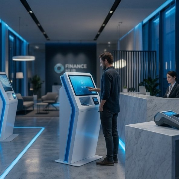 Borne PAYPOS installée et utilisée dans une agence